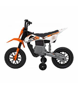 MotoCross 12v niños, ruedas goma, asiento cuero, 2-6 años, gas en el puño, naranja - INDA364-RA-JT5006.POM